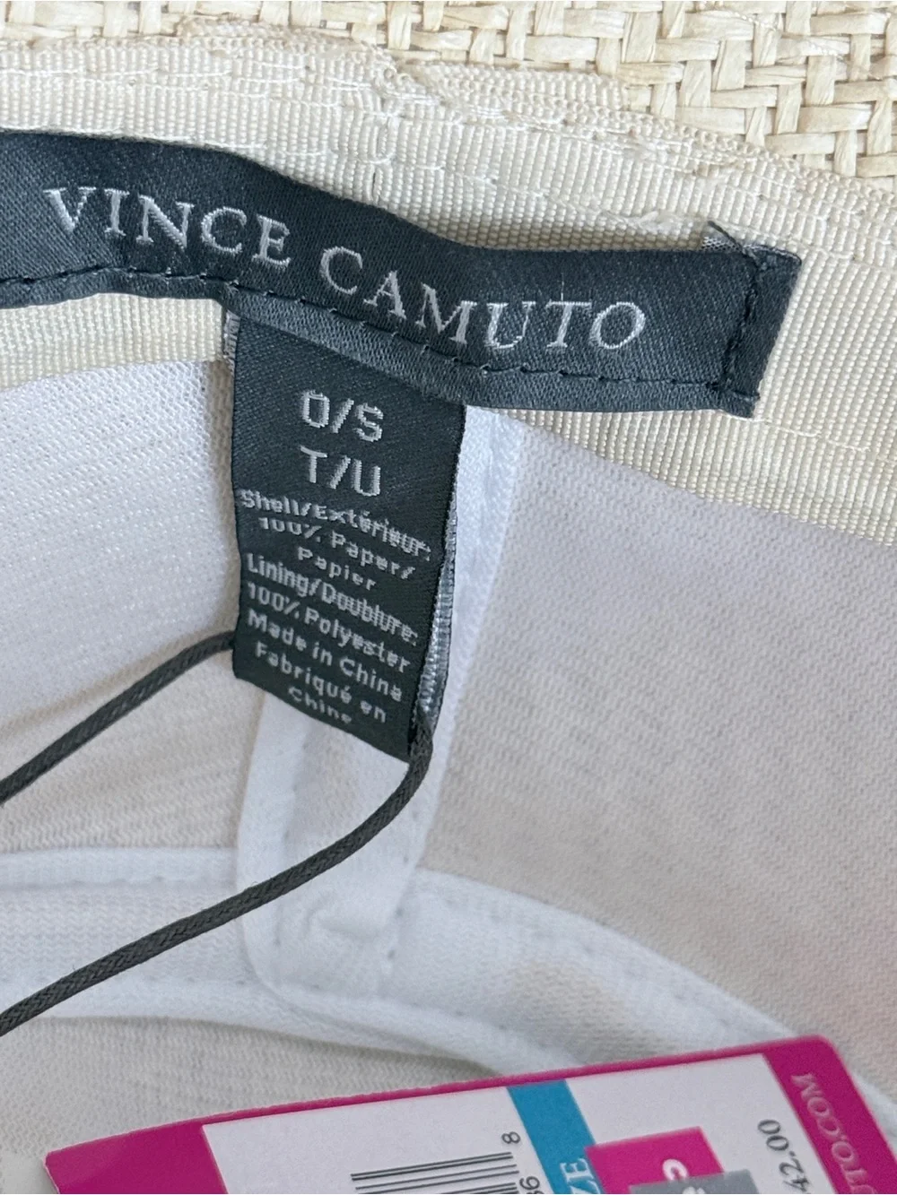 Vince Camuto Cream Straw Bucket Hat with Pineapple Accent OS NWT *Inside Spot